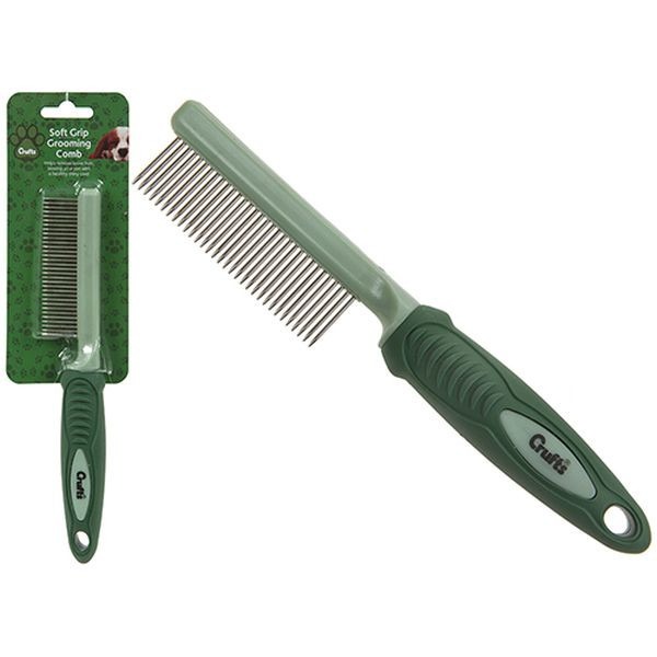 Crufts Soft Grip Grooming Comb - Anti-Slip Pet Dog Brush Tool