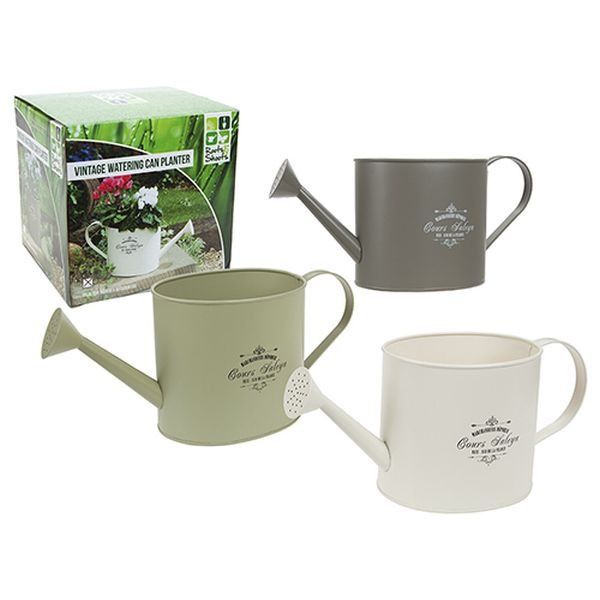 Vintage Watering Can Planter Set - Assorted Home Garden Tools in Color Box Gift