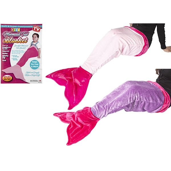3 Assorted Colour 2-Tone Plush Kids Mermaid Sleeping Bag S Size