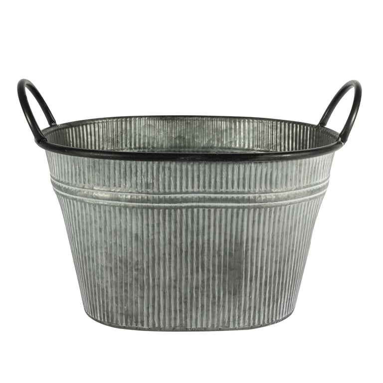 White Washed Ribbed Trough - Elegant Indoor Planter for Home Decor and Garden Design