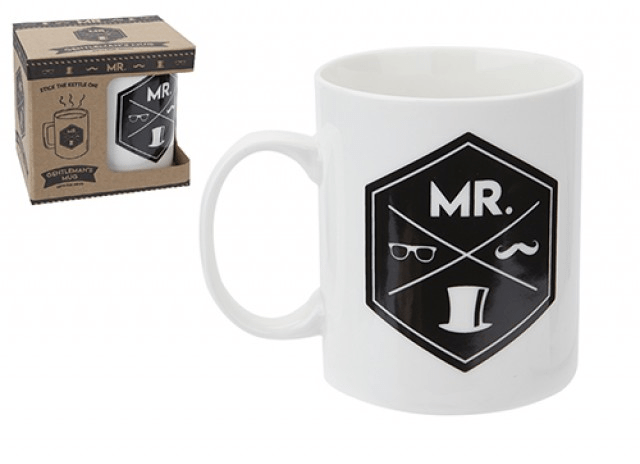 Mr Mans B/W Print Mug - Unique Home Decor Coffee Mug Design for Men