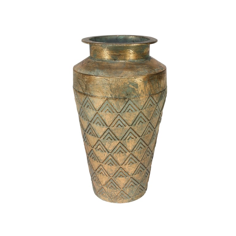 Brocante Geo Vase - Small Vintage Inspired Decorative Pottery for Home Garden Decoration