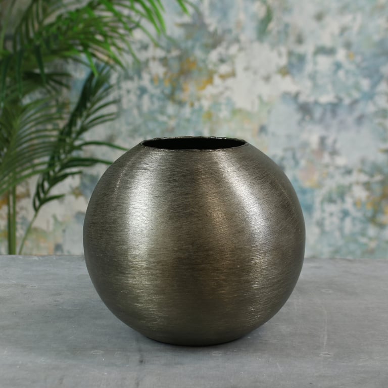Black Hyde Park Brushed Metal Globe Vase - Elegant Small Home Decor Accent