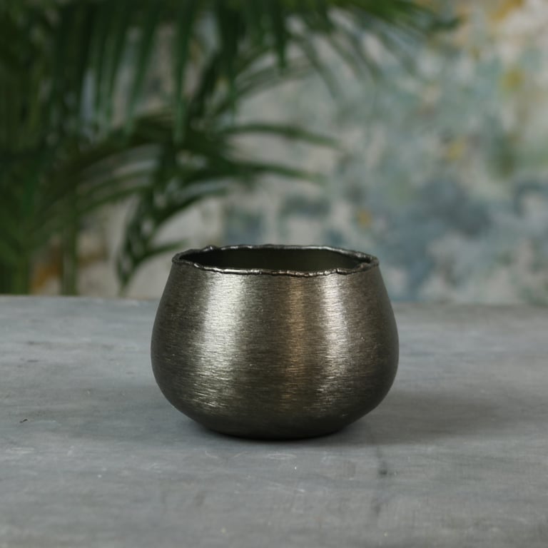 Hyde Park Brushed Smoke Black Small Pot Cover - Kitchen Storage & Home Decor Solution