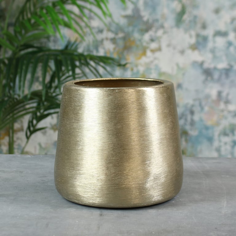 Greenwich Brushed Gold Small Planter - Elegant Indoor Home Decor Garden Decoration