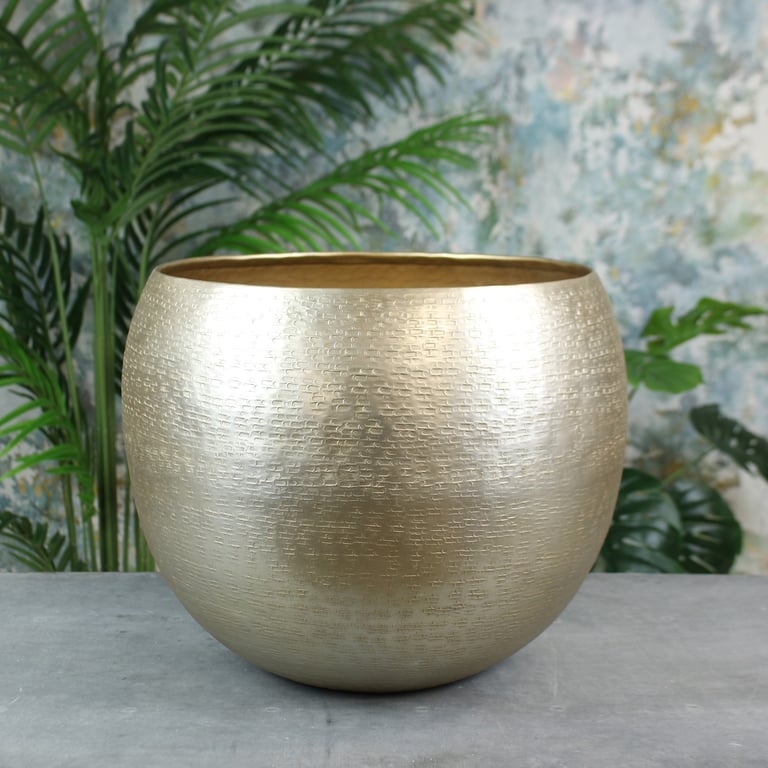 Matt Champagne Hampstead Medium Planter - Elegant Indoor Home Decor Garden Pot