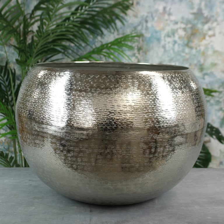 Silver Hampstead Planter - Large Outdoor Home Decor Planter with Elegant Silver Finish