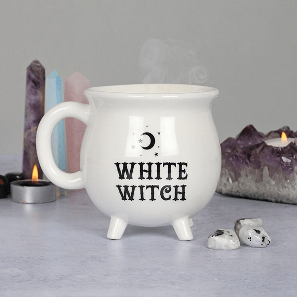 White Witch Cauldron Mug - Magic Potion Brewing Cup for Spell Casters and Wizards
