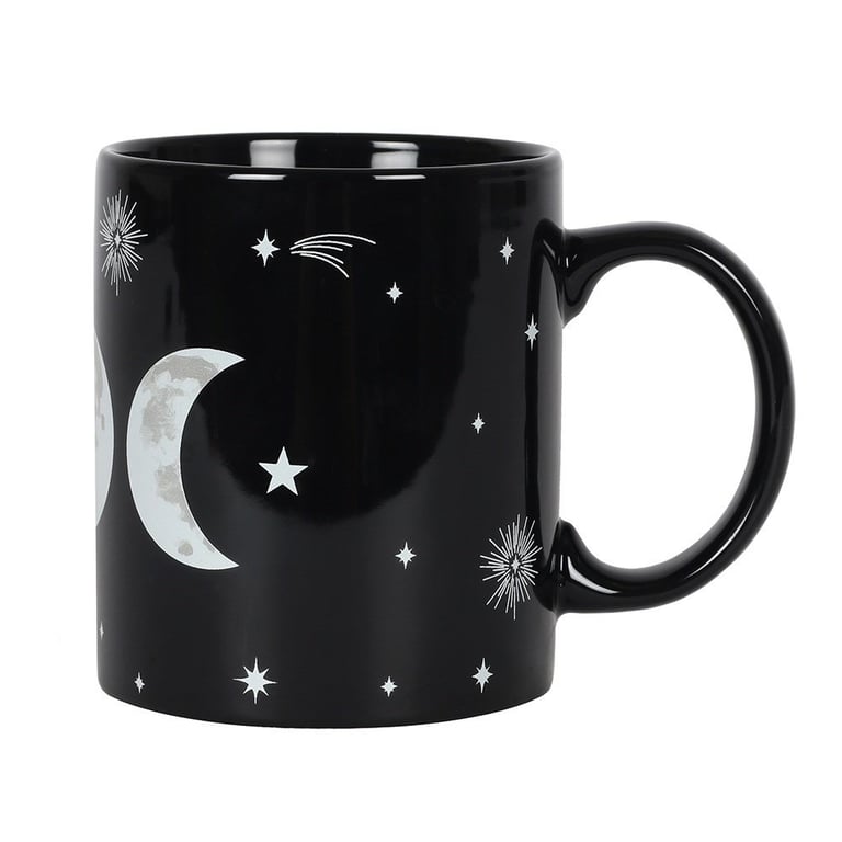 Triple Moon Ceramic Tea Mug - Unique Home Decor Coffee Cup with Moon Design