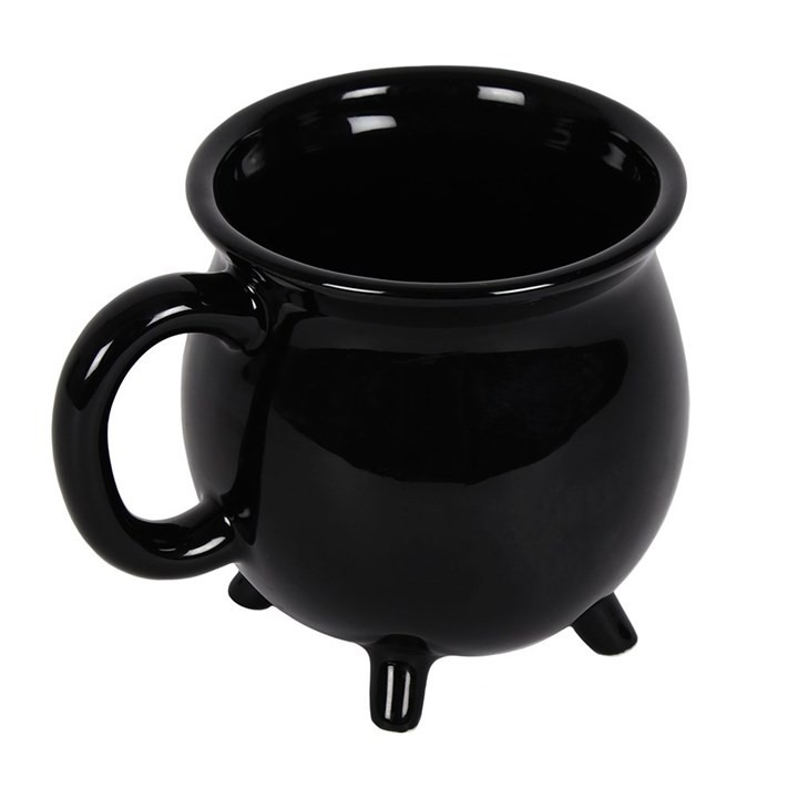 Black Cauldron Home Decor Mug - Plain Black Ceramic Witch Mug