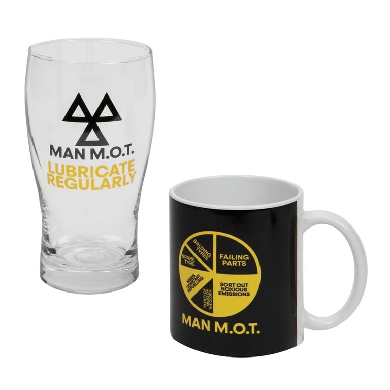 Man M.O.T. Beer Glass Set - Premium Home Drinkware Gift for Him