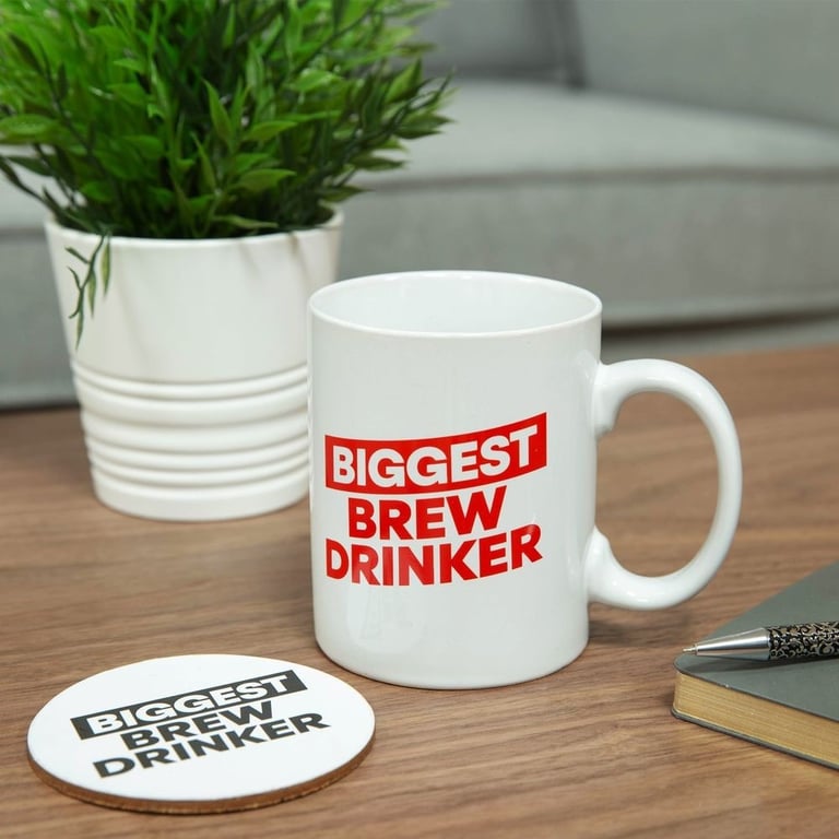 Oversized Mug & Coaster Set - Largest Brew Home Decor Gift