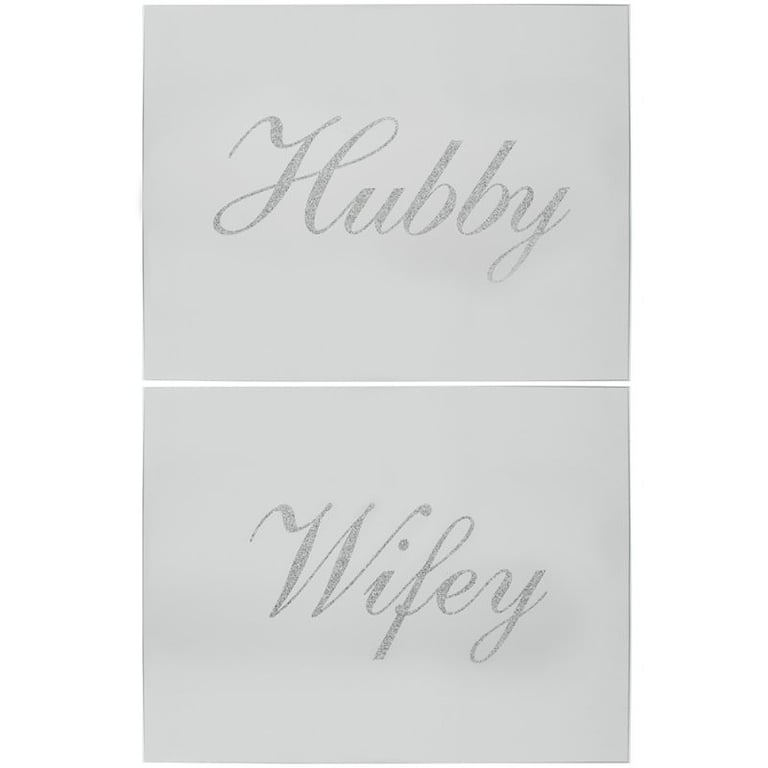 Silver Hubby & Wifey Placemats - Modern Couple Kitchen Decor Accessories