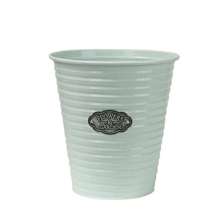 White Metal Garden Pot - 33cm Large Outdoor Plant Container