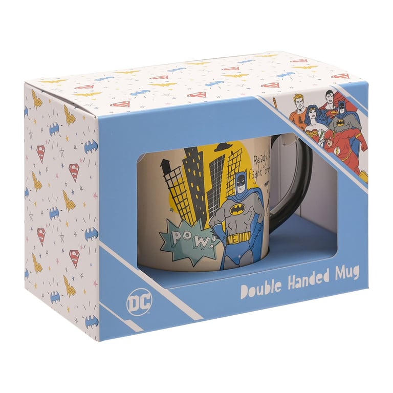 Warner Bros Batman Double Handed China Mug - Official Superhero Home Decor Collectible