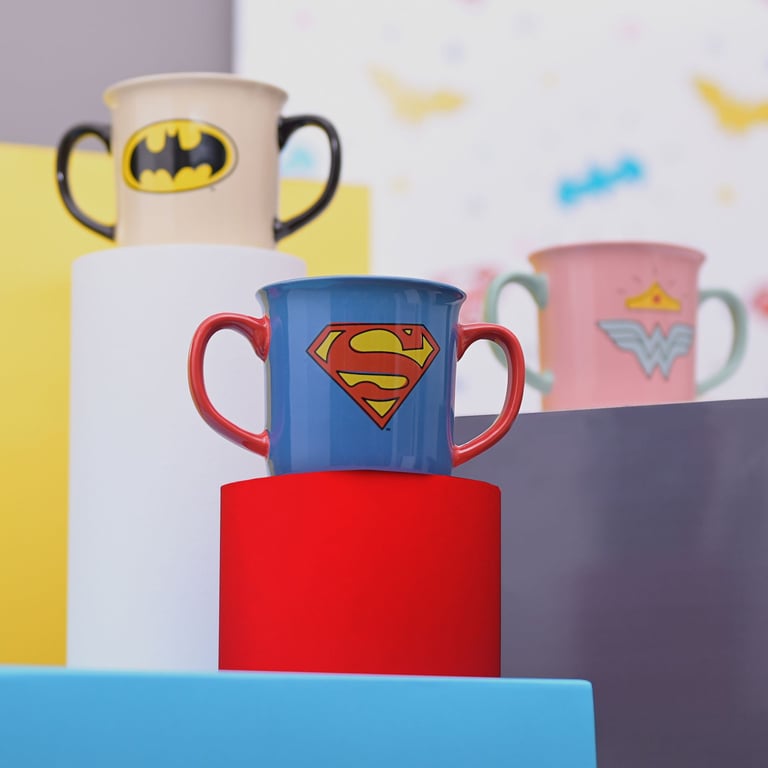 Warner Bros Superman Double Handed Ceramic Mug - DC Comics Home Decor Gift