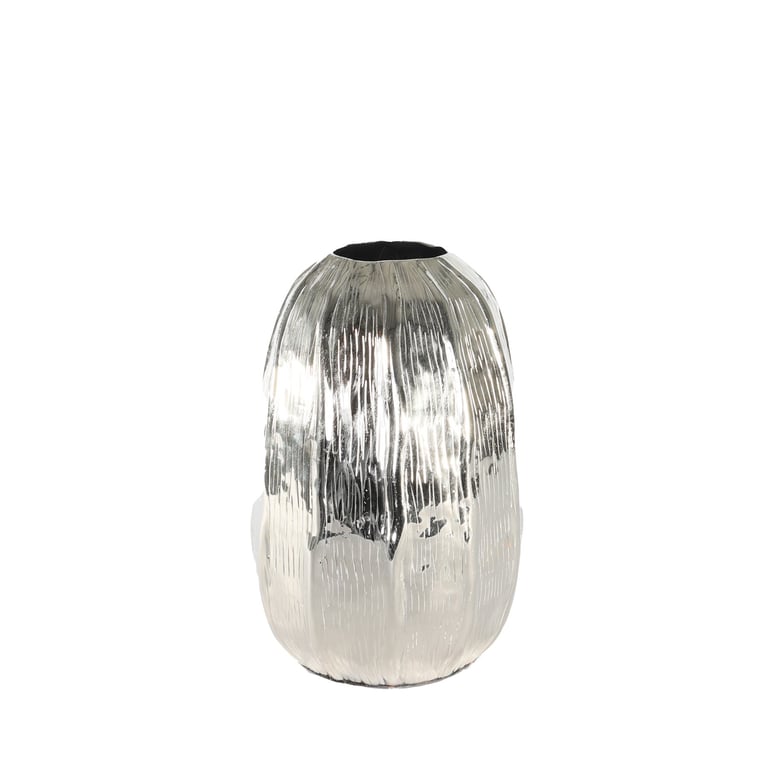 Silver Eros Egg Vase - Elegant Home Decor with Vintage Silver Finish