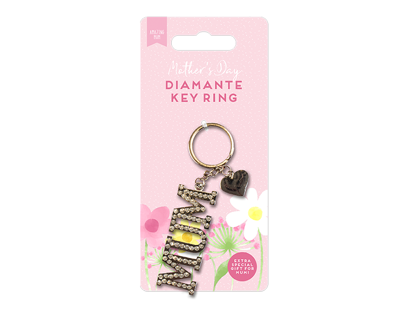 Diamante Mum Pendant Keyring - Personalized Fashionable Mum Accessory