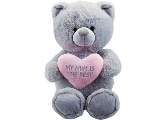 Gracie Grey 36cm Soft Toy Bear with Heartfelt Mum and Baby Design