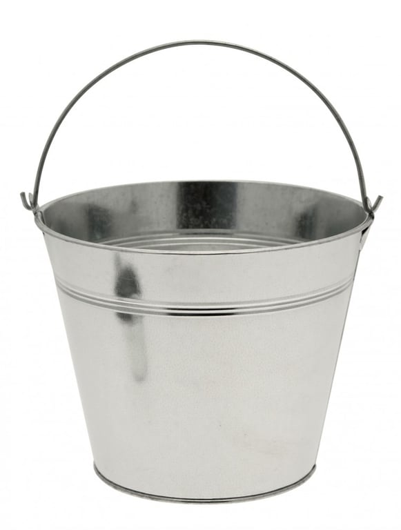 Galvanised Metal Outdoor Watering Bucket 15.5cm, Durable Home Garden Container