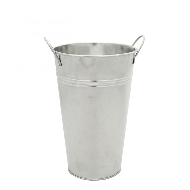 Galvanised 25cm Metal Vase - Modern Home Decor and Garden Decoration