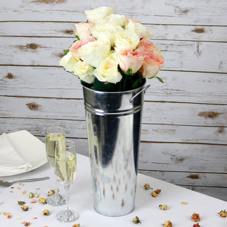 Galvanised Metal Vase 30cm - Large Home Decor and Garden Decoration