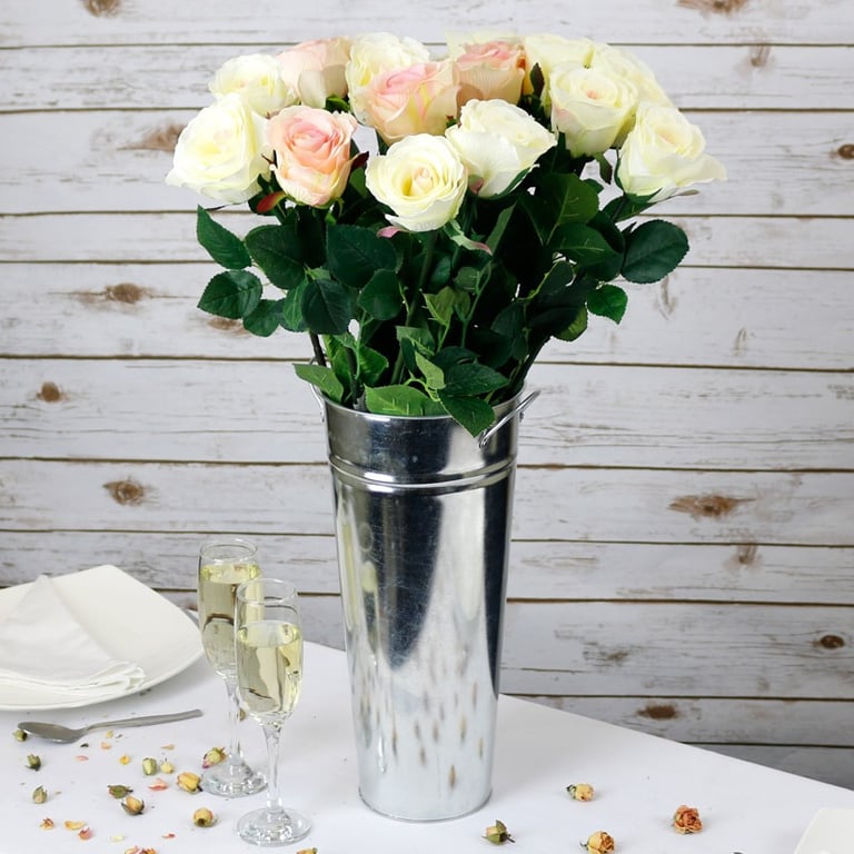 Galvanised Metal Vase 38cm - Large Home Decor Garden Decoration