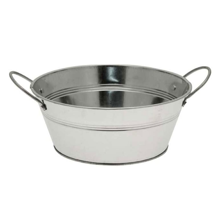 Galvanised Metal Round Bowl with Ears - Kitchen Storage and Home Decor Container