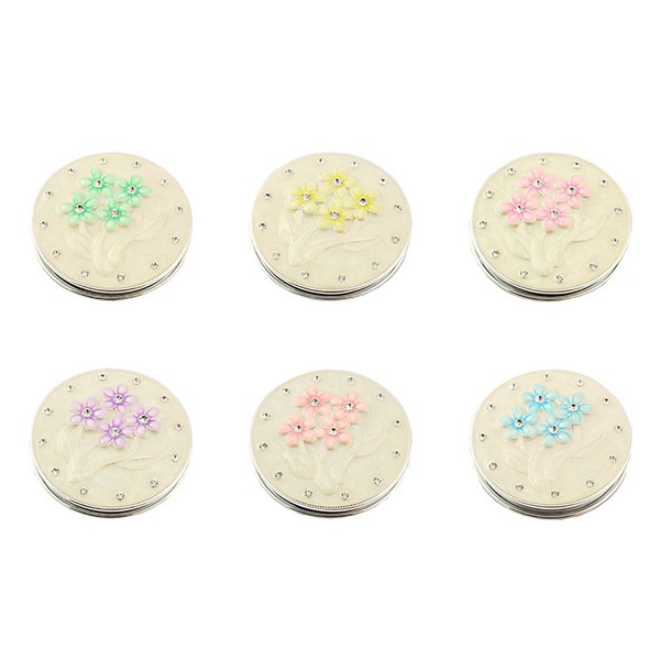 Diamante Flower Design Compact 6 Colours by Leonardo Collection - Multicolour Makeup Palette for Home Decor and Fashion