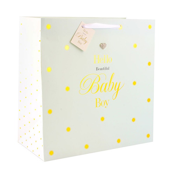 Large Dots Baby Boy Gift Bag - Ideal for Boys Birthday & Baby Shower Celebrations