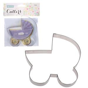 Baby Pram Shape Cookie Cutter - 10x10cm Baking Tool for Baby Themed Treats and Playtime Fun
