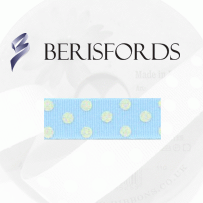 Spotty Sky Grosgrain Ribbon - Ivory Dots, 15mm Wide x 20m Long, Perfect for Home Decor and Crafting Projects