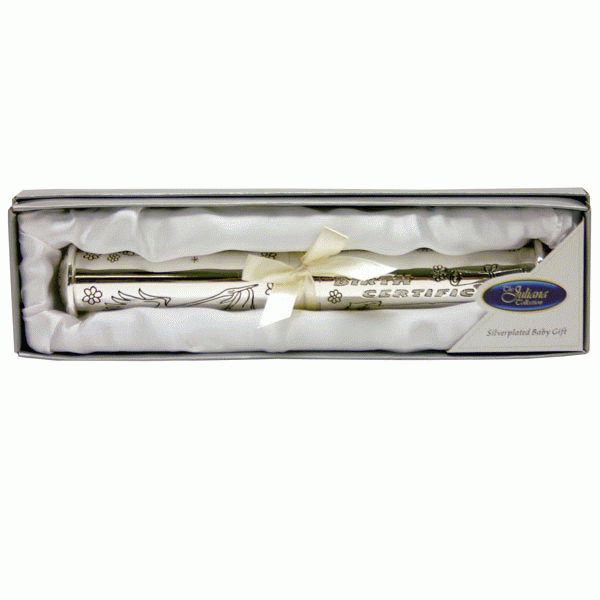 Silverplated Birth Certificate Holder - Vintage Style Home Decor and Photo Display Frame