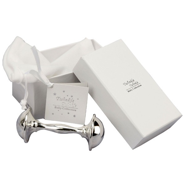 Silverplated Twinkle Twinkle Rattle - Adorable Baby Toy & Teething Solution for Home Nursery Decoration
