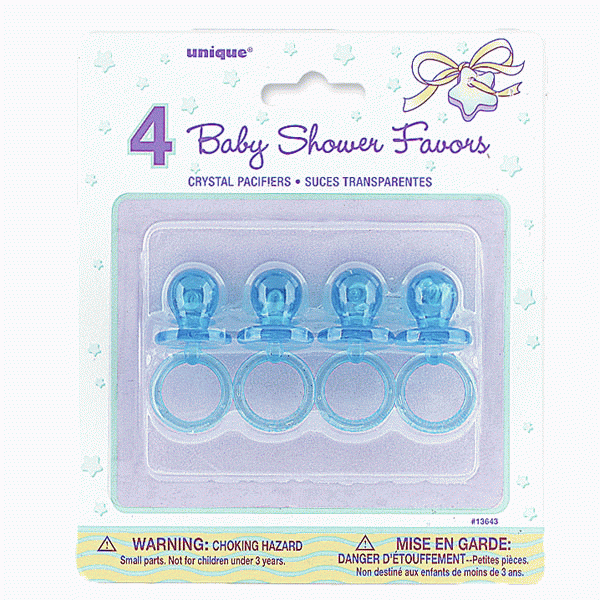 Blue Crystal 2 Pacifier Favors Decoration Set of 4 - Baby Shower Gift Idea