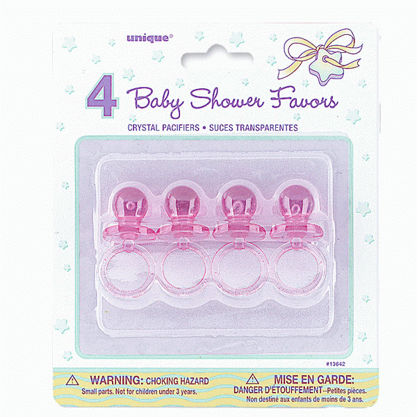 Pink Crystal 2 Pacifier Favors Decoration Set - Baby Shower Decorations & Gifts
