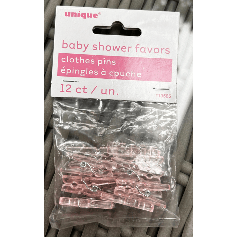 Pink Clothes Pegs - Baby Shower Decorations Set of 12 Home Nursery Decor Supplies
