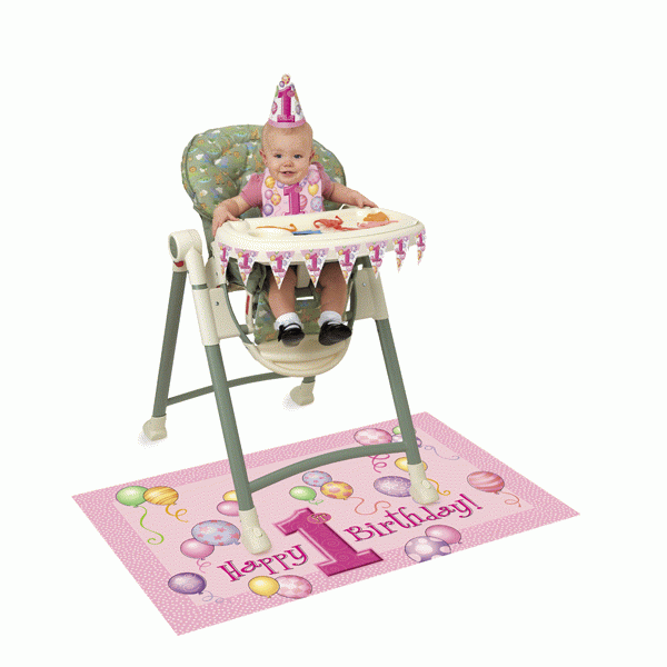 1st Birthday Pink High Chair Decorating Kit - Adorable Infant Seating Decor and Party Supplies Set