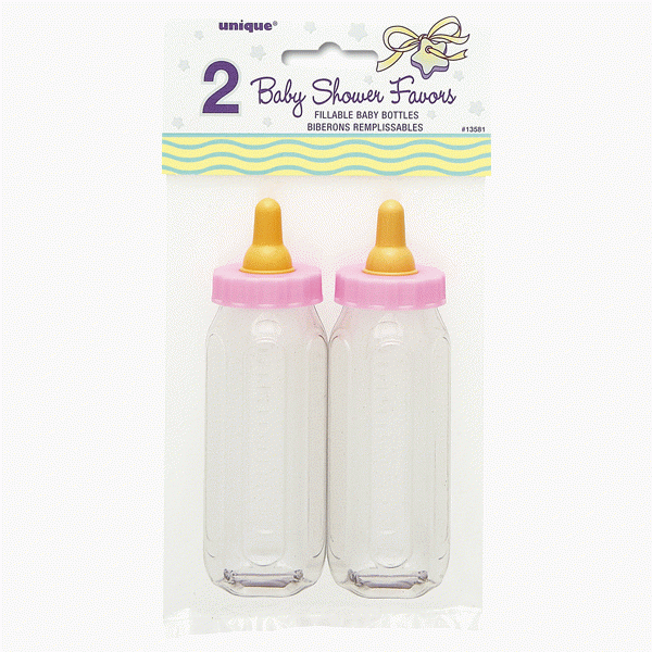 Pink Fillable Baby Favors Bottle Set (2-Pack) - Perfect Home Decor & Party Favor Gift