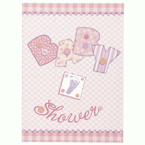 BabyShower Pink Stitch Invitations - Adorable Baby Shower Party Decorations and Supplies Pack of 8