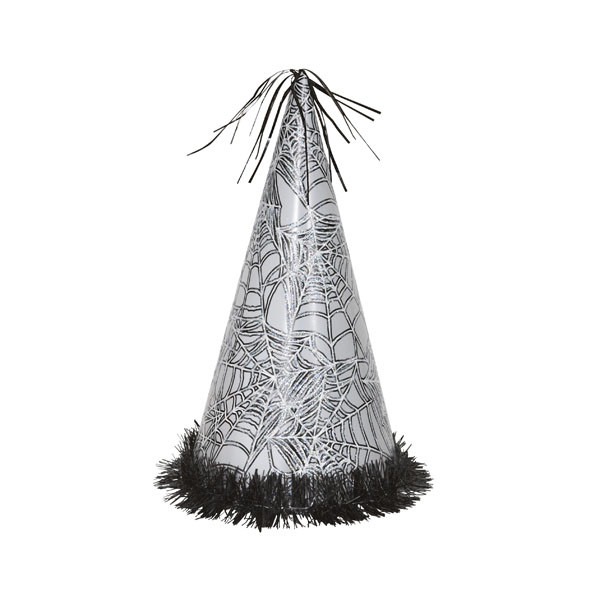 Silver Spider Web Jumbo Halloween Party Hat - Large Prop Accessory for Costume Parties and Events