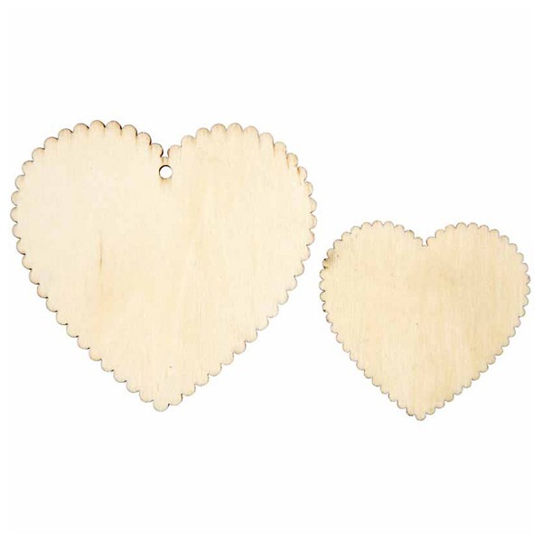 Wooden Veneer Heart Decorations - 12pc Waved Edge Wooden Heart Centerpieces for Home and Wedding Decor