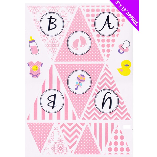 It s A Girl - Baby Shower Sticker Bunting Nursery Decor Party Supplies