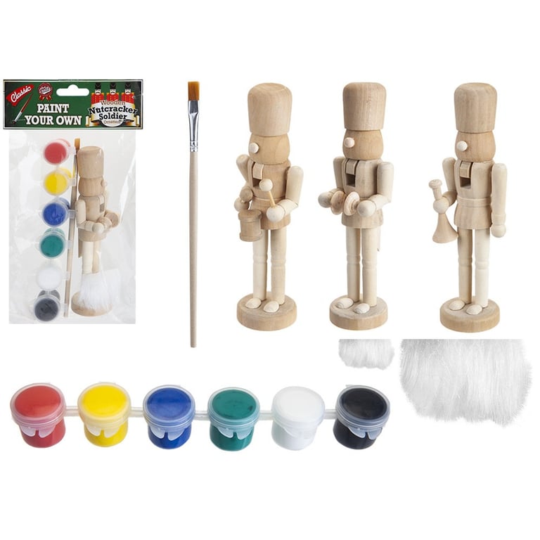 6 Assorted DIY Nutcracker Decorations - Christmas Home Decoration Craft Hobby Kit