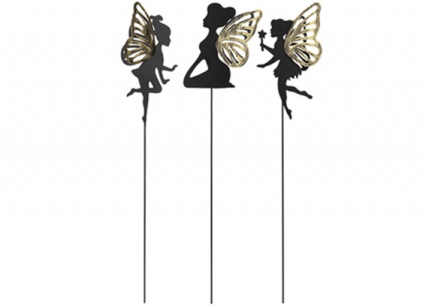 Metal Fairy Silhouette Black Wall Art Decor - Elegant Home Garden Decoration