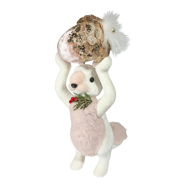 Standing Pink Velvet Fur Squirrel Decor - 40cm Cute Home Decoration