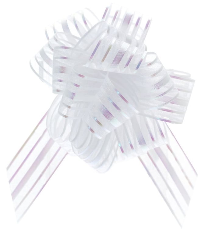 White Organza Single Pull Bow 31mm - Elegant Home Decor and Wedding Decoration Accessory