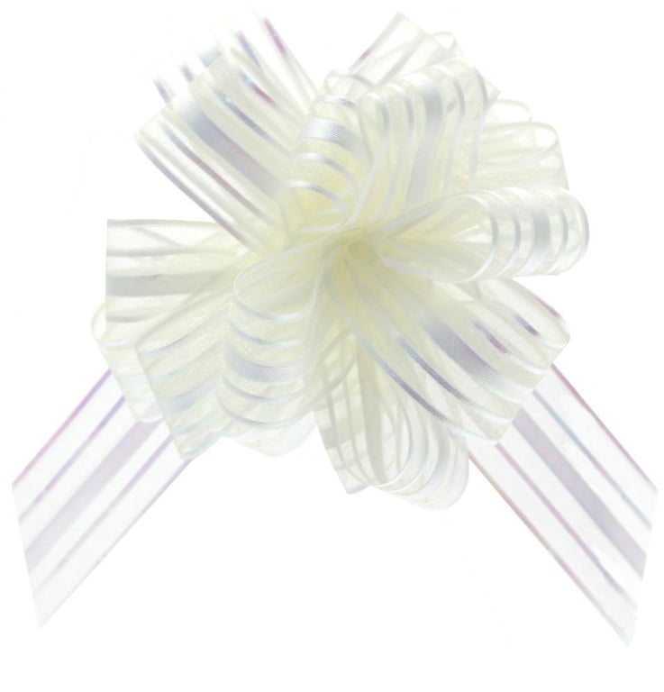 Ivory Organza Pull Bow 31mm - Elegant Wedding and Home Decor Accents