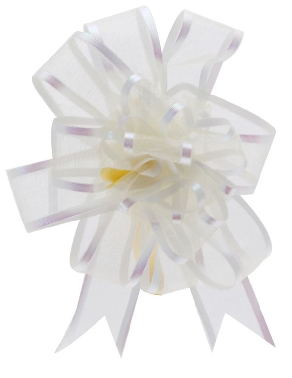 Ivory Organza Pull Bow 25mm - Elegant Home Decor and Bridal Decoration Accessory