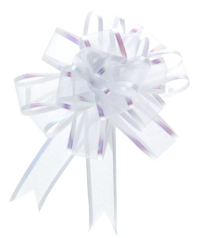 White Organza 25mm Pull Bow - Elegant Wedding Decoration and Home Decor Accessory